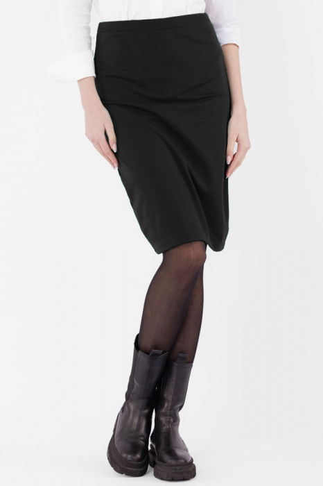 Fusta creion din jerseu de vascoza punto milano, neagra [1]