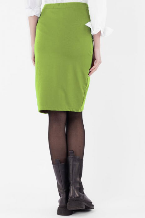 Fusta creion din jerseu de vascoza punto milano, verde olive [2]