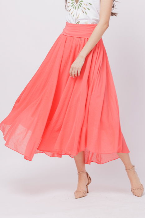 Fusta lunga, corai, ampla, clos, din batist de bumbac [1]