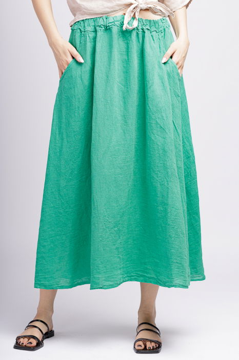 Fusta din in verde cu nasturi decorativi pe laterale [4]