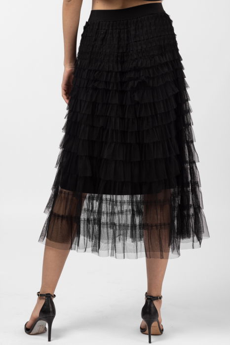 Fusta din tulle, cu volane in straturi, lunga, neagra [3]