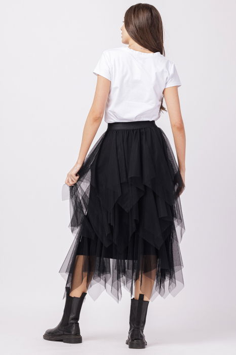 Fusta din tulle, in straturi inegale, lunga, neagra [6]