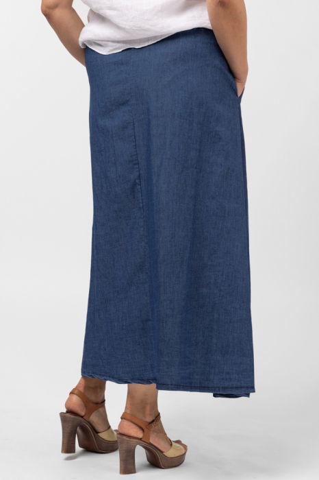 Fusta denim cu pense, albastru jeans inchis [3]