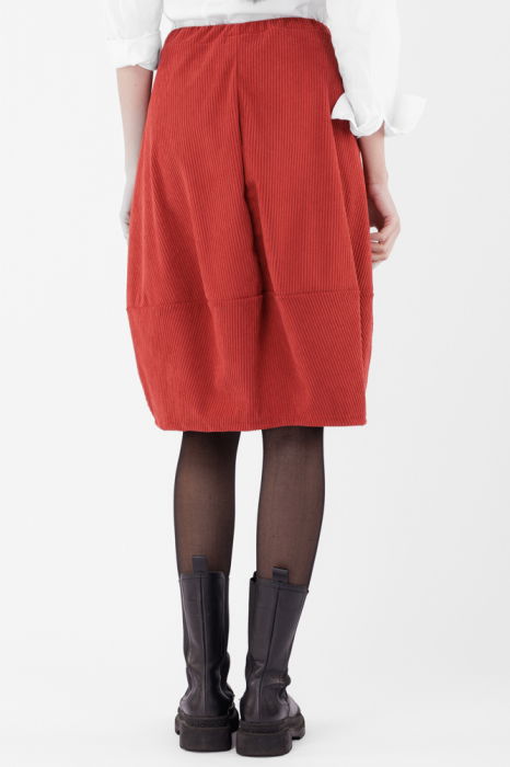 Fusta lalea din catifea reiata, caramizie [3]