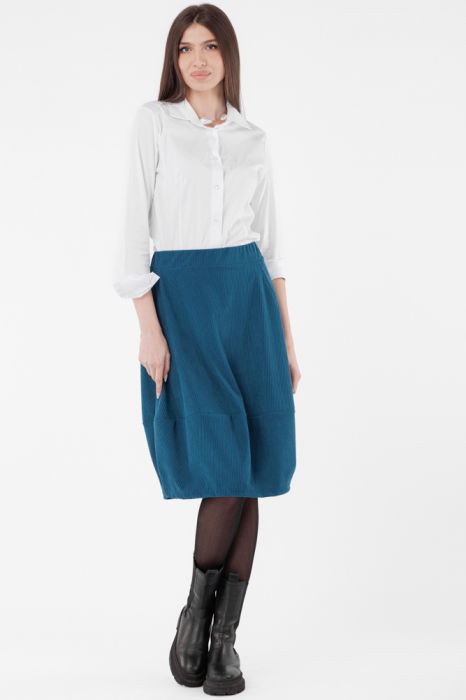 Fusta lalea din catifea reiata, turcoaz [1]