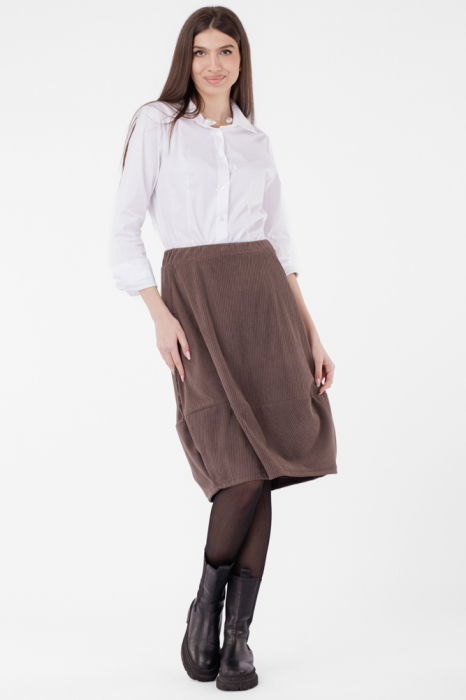 Fusta lalea din catifea reiata, maro deschis [1]