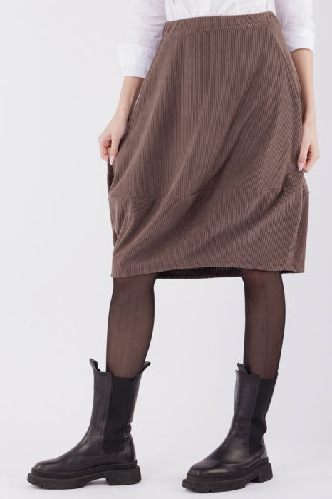 Fusta lalea din catifea reiata, maro deschis [3]