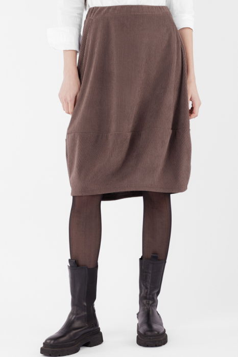 Fusta lalea din catifea reiata, maro deschis [2]