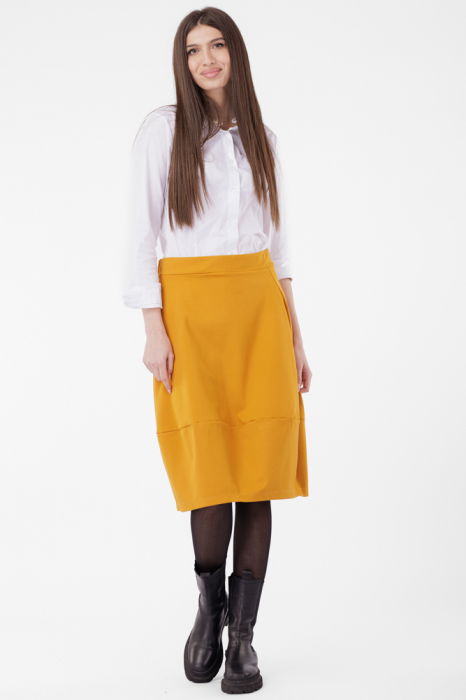 Fusta lalea din jerseu de vascoza punto milano, mustar [4]