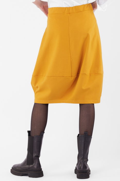 Fusta lalea din jerseu de vascoza punto milano, mustar [3]
