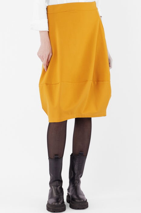 Fusta lalea din jerseu de vascoza punto milano, mustar [2]