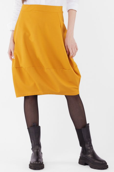 Fusta lalea din jerseu de vascoza punto milano, mustar [1]