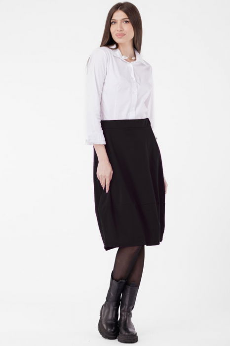 Fusta lalea din jerseu de bumbac, neagra [3]