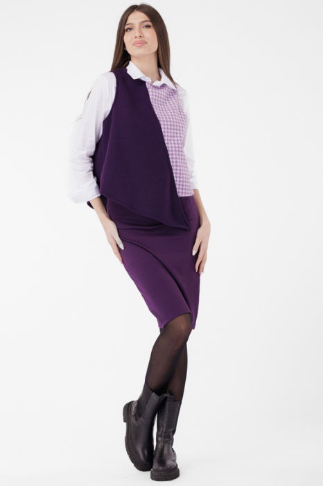 Fusta creion din jerseu de vascoza punto milano, mov [4]