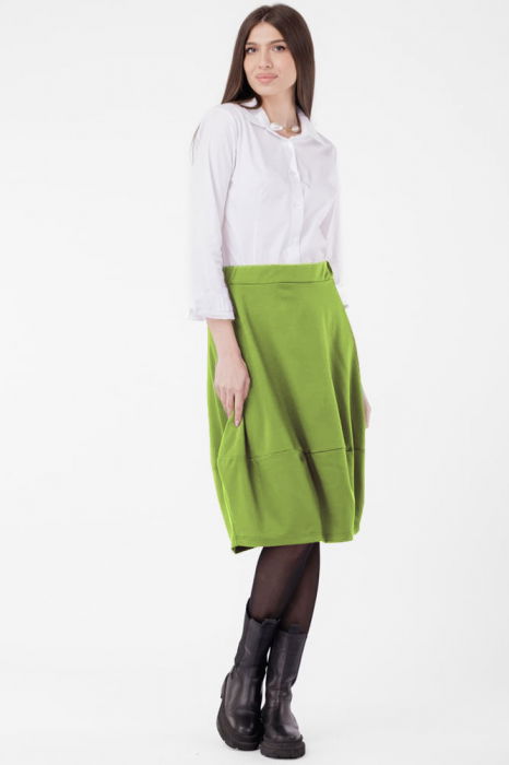 Fusta lalea din jerseu de vascoza punto milano, verde olive [2]