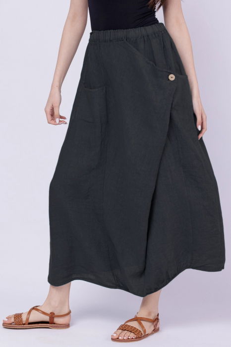 Fusta larga din in cu un colt prins, gri inchis [3]