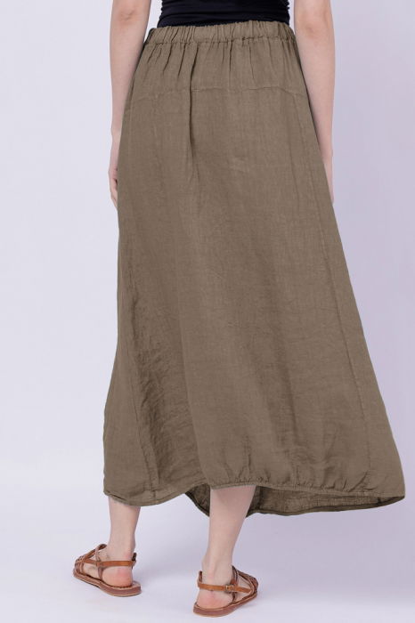 Fusta larga din in cu un colt prins, bej inchis [4]