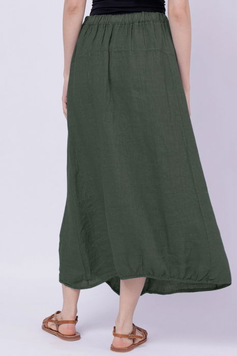 Fusta larga din in cu un colt prins, kaki [4]