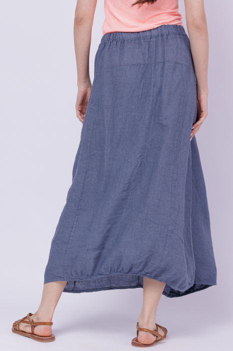 Fusta larga din in cu un colt prins, albastru jeans [3]