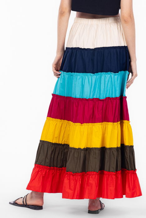 Fusta lunga cu volane colorate, din bumbac [3]