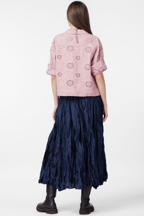 Fusta lunga, ampla, creponata, lucios-satinata, bleumarin [4]