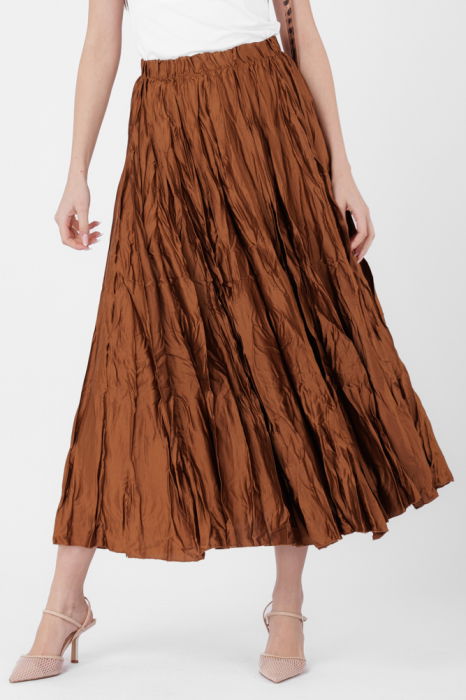 Fusta lunga, ampla, creponata, lucios-satinata, bronz [2]