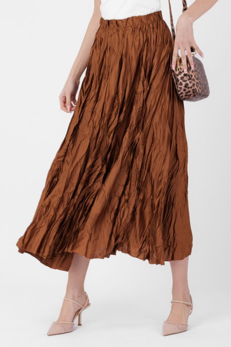 Fusta lunga, ampla, creponata, lucios-satinata, bronz [3]