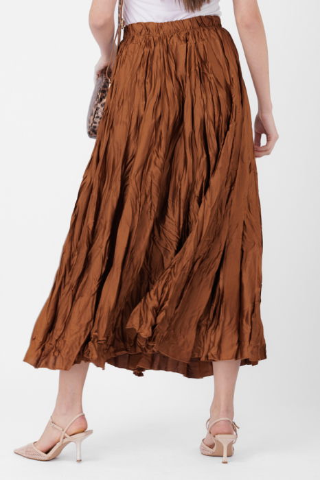 Fusta lunga, ampla, creponata, lucios-satinata, bronz [4]