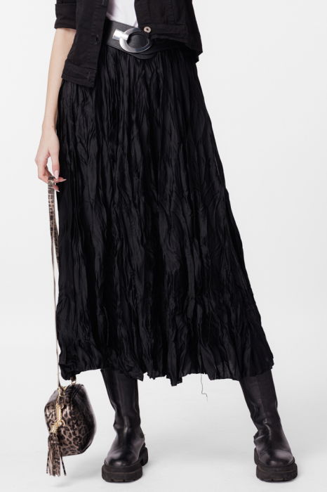 Fusta lunga, ampla, creponata, lucios-satinata, neagra [2]