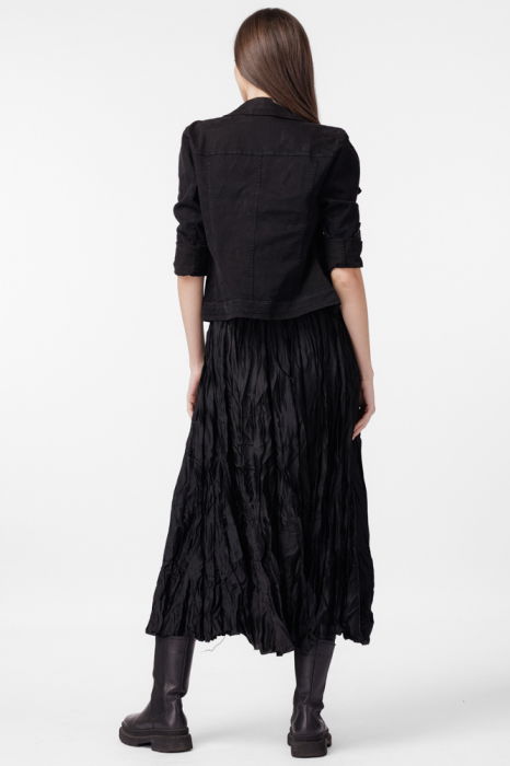 Fusta lunga, ampla, creponata, lucios-satinata, neagra [5]