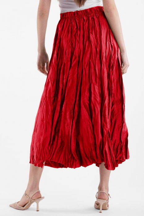 Fusta lunga, ampla, creponata, lucios-satinata, rosie [3]