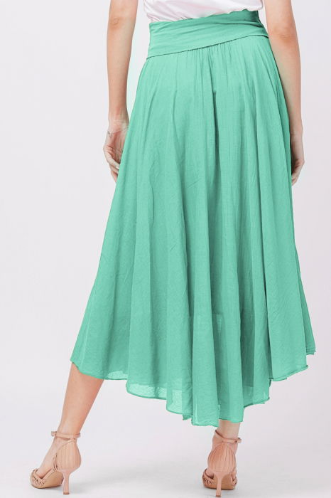 Fusta lunga turcoaz, ampla, clos, din batist de bumbac [2]