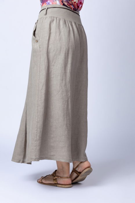 Fusta lunga casual, bej, din in, cu o curea fancy [2]