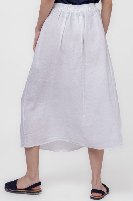 Fusta lunga din in, cu falduri, alba [3]