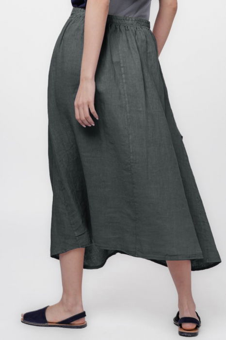 Fusta lunga din in, cu falduri, gri inchis [2]