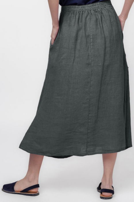 Fusta lunga din in, cu falduri, gri inchis [3]