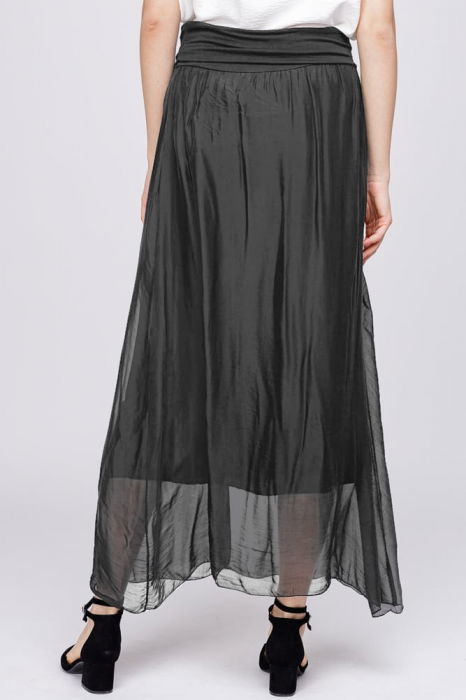 Fusta lunga din matase si vascoza, gri inchis [3]