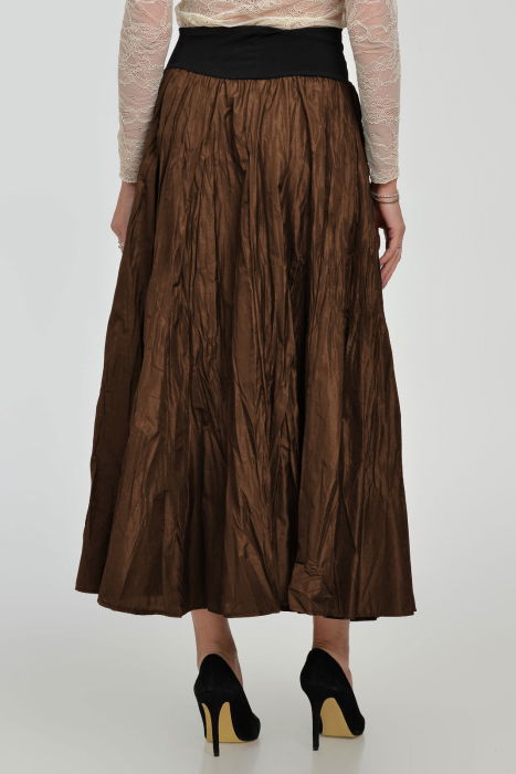 Fusta lunga din vascoza, in 15 clini, din tafta maro roscat metalizat [3]