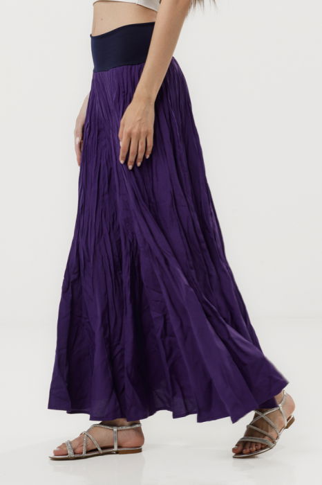 Fusta lunga din vascoza sifonata, in 15 clini, din vascoza grea mov inchis [3]