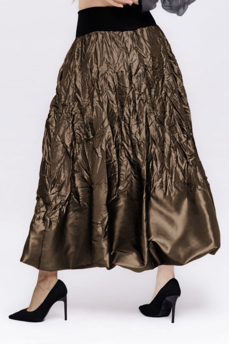 Fusta lunga gogosar, din tafta cafenie [2]