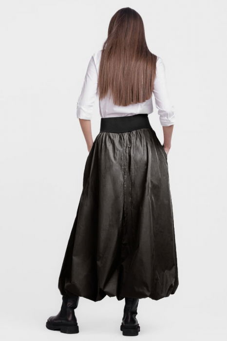 Fusta lunga gogosar, din tafta gri inchis sifonata [2]