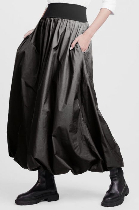 Fusta lunga gogosar, din tafta gri inchis sifonata [3]