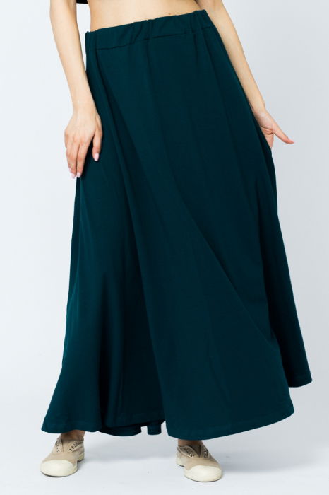 Fusta lunga in A, din tricot de bumbac, turcoaz inchis [1]