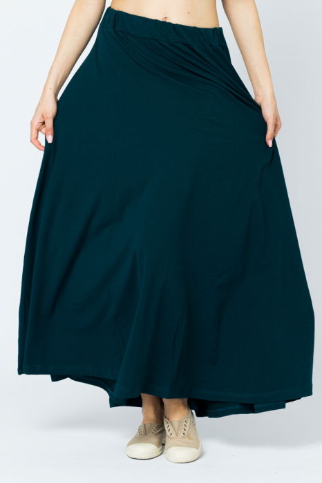 Fusta lunga in A, din tricot de bumbac, turcoaz inchis [3]