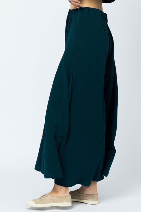 Fusta lunga in A, din tricot de bumbac, turcoaz inchis [4]