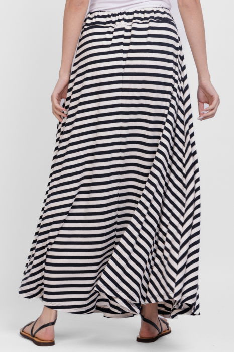 Fusta lunga in A, din vascoza, dungi alb-bleumarin [3]