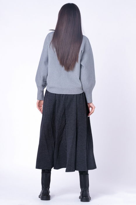 Fusta lunga in clini, din lana gri inchis [3]