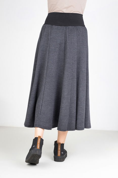 Fusta lunga in clini, din lana gri inchis [7]