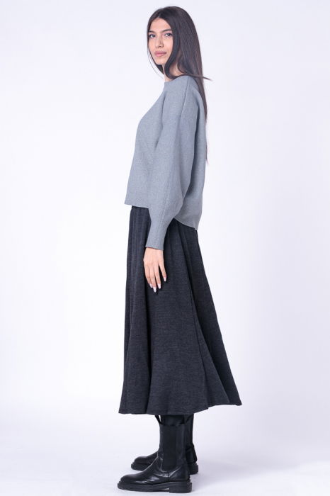 Fusta lunga in clini, din lana gri inchis [2]