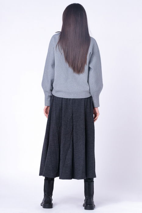 Fusta lunga in clini, din lana gri inchis [4]